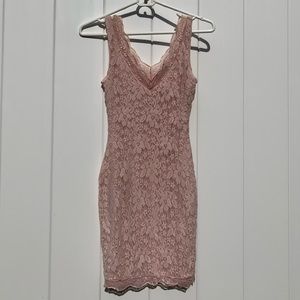 Lace Pink Fitted Mini Dress